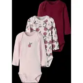 Name it Rompertje/body spar / rosa / wijnrood / offwhite