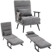 HOMCOM Chair Bed-Chenille (100 % Polyester), Metall-73L x 67B x 96H cm-Grau