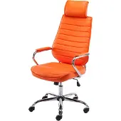 CLP bureaustoel Rako V2, bekleed met kunstleer, traploos verstelbaar met kantelmechanisme, kleur: oranje