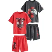 Next Nachtkledij antraciet / rood / zwart / wit