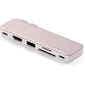 Satechi 6-in-1 USB-C Snap-Hub voor MacBook Neo, roze | 45W PD, HDMI 4K@60 Hz, dubbele USB-C poort