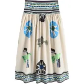 Next - Dames - Maxirok met abstracte randprint - Crème
