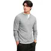 Superdry Mini slub waffle long sleeve grandad top melee