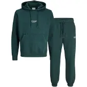 Jack & Jones Sweatshirt 'JJESOHO' donkergroen / wit