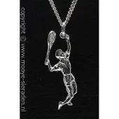 MOOYE ® - Collectie Zilveren Tennisspeler opslag ketting hanger