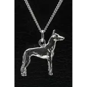 MOOYE ® - Collectie Zilveren Podenco canario ketting hanger - groot