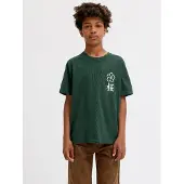 JACK&JONES JUNIOR Junior Shirt 'JJDYLAN' donkergroen / wit
