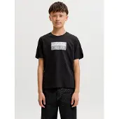 Jack & Jones JUNIOR T-shirt - zwart Jongens Katoen Ronde hals Printopdruk - maat 128