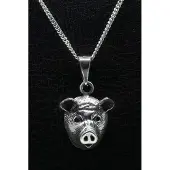 MOOYE ® - Collectie Zilveren Varkenskop ketting hanger