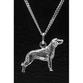 MOOYE ® - Collectie Zilveren Weimaraner langhaar ketting hanger - groot