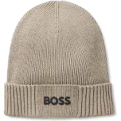 BOSS Beanie van katoenmix met logo in rubberprint