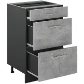 Vicco Keukenonderkast R-Line, Beton/Antraciet, 50 cm marmer werkblad