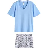 Next Korte pyjama lichtblauw / lichtlila / zwart / offwhite