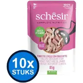 Schesir 10x - Complete & Balanced - Kattenvoer - Gelei in zakje - Tonijn & Kip & Ham - 85g