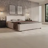 Meubella - Tweepersoonsbed Loox - Beige ribstof - 180x200 cm