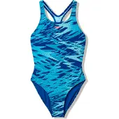Speedo - Kid's Hyperboom Print Medalist One Piece - Badpak 128, blauw