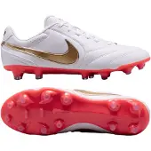 Nike Tiempo Ligera Pro Gras Voetbalschoenen (FG) Wit Goud Felrood