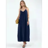 Busem Dames Effen Maxi Slip Jurk