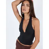Busem Aangesnoerde Halter Crop Blouse met Cut-Out Detail