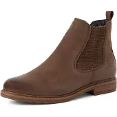 Tamaris Chelsea-laarsjes voor dames, leren enkellaarsjes 1-25056-41-405, dames, bruin