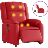 Syfax Massagestoel verstelbaar elektrisch kunstleer rood