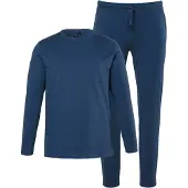 JP 1880 Regular Fit pyjama grijs/blauw, Effen