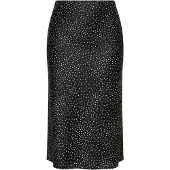 Studio Untold - Dames - Midi-satijnen rok A-lijn dots - Zwart - Maat 54+