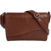 Spikes & Sparrow Leren Crossbodytas met klep - Robine - Brandy Cognac