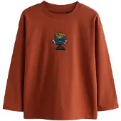 Next Shirt blauw / honing / donkeroranje / wit