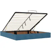 vidaXL - Ottoman - bed - met - matras - Donkerblauw - 200 - x - 200 - cm - Fluweel