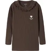 Name it Shirt 'NMFNAISY' chocoladebruin / lichtgroen / rosa