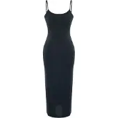 Trendyol TRENDYOLMİLLA Dames Grijs Effen Maxi Mouwloos Casual Bodycon Jurken