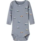 Name it Rompertje/body 'NBMOTTOMAN' camel / duifblauw / wit