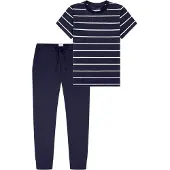 Schiesser Pyjama 'Mix & Relax' donkerblauw / wit