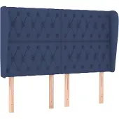 vidaXL Hoofdbord met randen 163x23x118/128 cm stof blauw