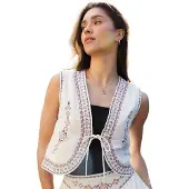 Threadbare Dames Geometrisch Patroon Vest (Crème)