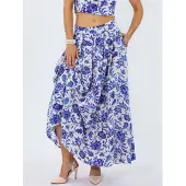 Busem Floral Hoge Taille Midi A-Lijn Plissé Rok