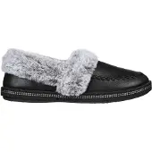 SKECHERS Dames Cosy CampF Leren Slippers (Zwart)
