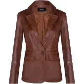 Infinity Leather Dames beige Italiaanse leren blazerjas - Eclipse