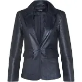 Infinity Leather Dames Zwart Italiaans Leren Blazerjasje-Eclipse