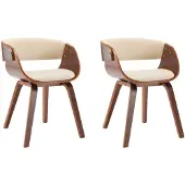 vidaXL Eetkamerstoelen 2 st gebogen hout en kunstleer crèmekleurig