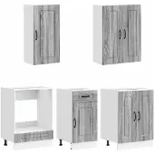 vidaXL Keukenelement KALMAR, 5 stuks, grijs Sonoma, houtfineer