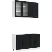 vidaXL Keukenelement PORTO, 4 stuks, zwart, houtvezel