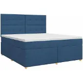 vidaXL Boxspringbed met matras met hoofdeinde Blauw 140 x 190 cm Stof