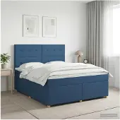 vidaXL Boxspringbed met matras met hoofdeinde Blauw 160 x 200 cm Stof