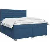 vidaXL Boxspringbed met matras en hoofdeinde, blauw, 180 x 200 cm, stof