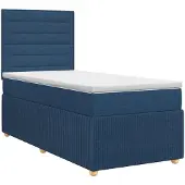 vidaXL Boxspringbed met matras met hoofdeinde Blauw 90 x 190 cm Stof