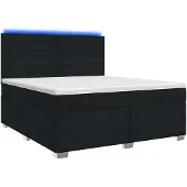 vidaXL Boxspringbed met matras, zwart, 180 x 200 cm, gestoffeerd