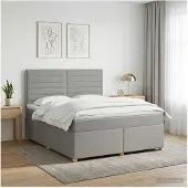 vidaXL Boxspringbed met matras, lichtgrijs, 140 x 200 cm, gestoffeerd