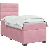 vidaXL Boxspringbed met matras Roze 100 x 200 cm Fluweel
